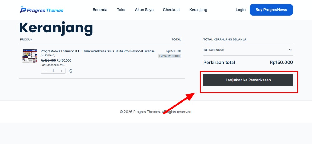 cara beli tema wordpress progresnews